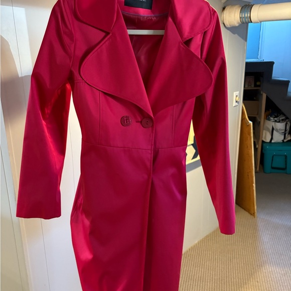 TAHARI Pink Sateen Trench Coat - Picture 4 of 8